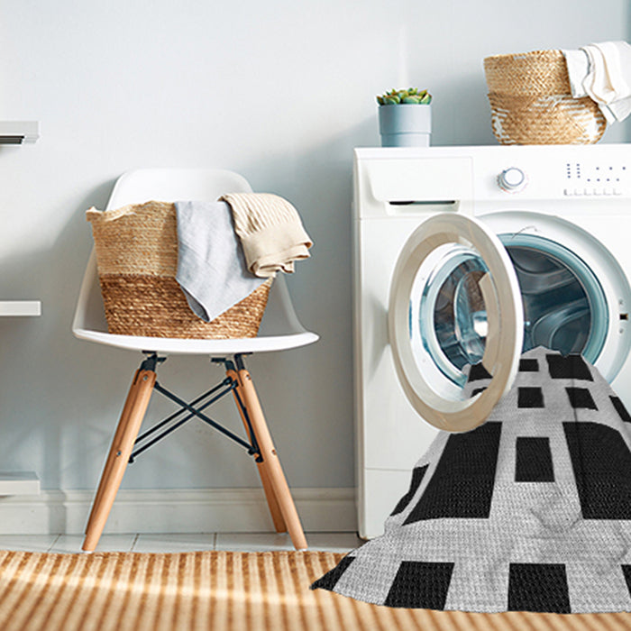 Machine Washable Transitional Charcoal Black Rug in a Washing Machine, wshpat2305