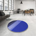 Round Patterned Cobalt Blue Rug in a Office, pat2306blu