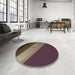 Round Patterned Dark Almond Brown Rug in a Office, pat2306brn