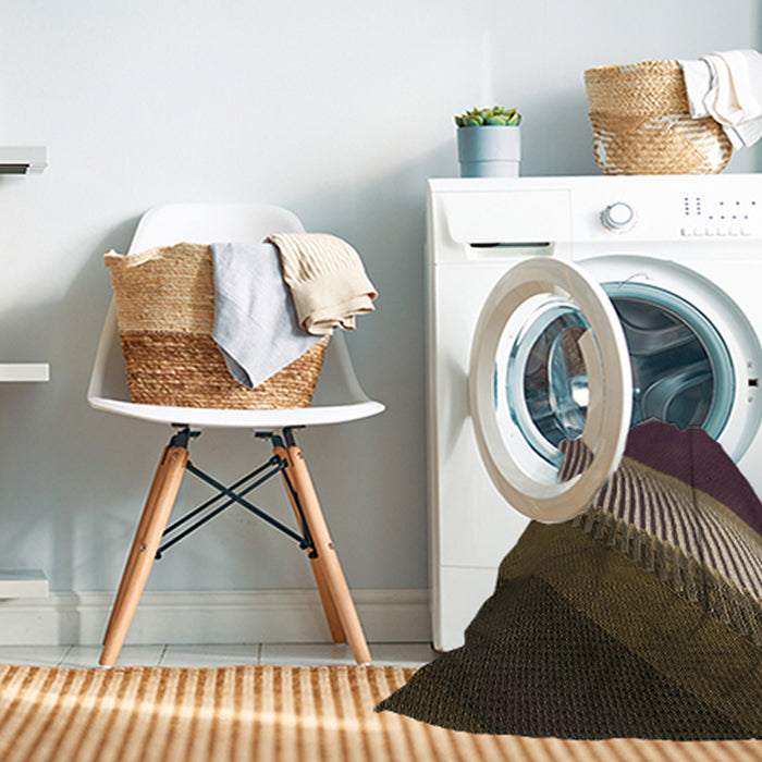 Machine Washable Transitional Dark Almond Brown Rug in a Washing Machine, wshpat2306brn