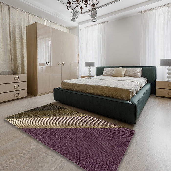 Patterned Dark Almond Brown Rug in a Bedroom, pat2306brn