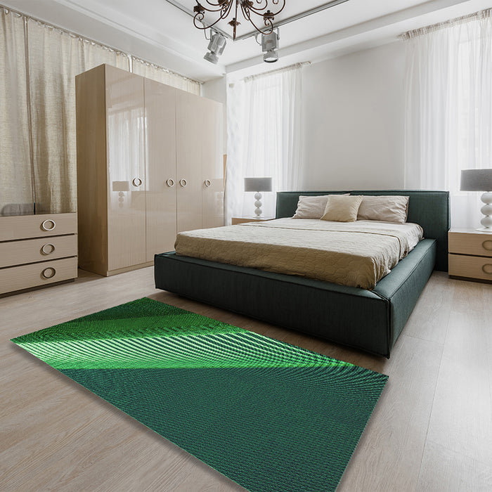 Patterned Deep Teal Green Rug in a Bedroom, pat2306grn