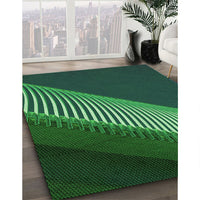 Patterned Deep Teal Green Rug, pat2306grn