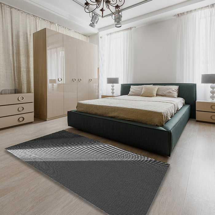 Round Machine Washable Transitional Charcoal Black Rug in a Office, wshpat2306gry