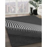 Patterned Charcoal Black Rug, pat2306gry