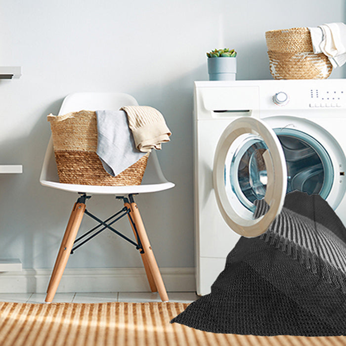 Machine Washable Transitional Charcoal Black Rug in a Washing Machine, wshpat2306gry
