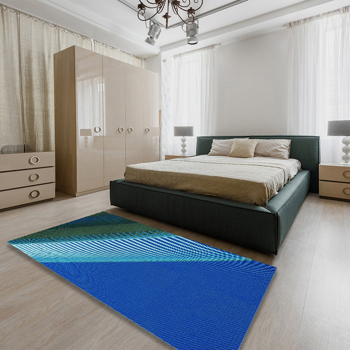 Patterned Blueberry Blue Rug in a Bedroom, pat2306lblu