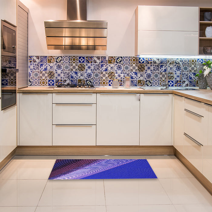 Patterned Medium Slate Blue Rug in a Kitchen, pat2306pur