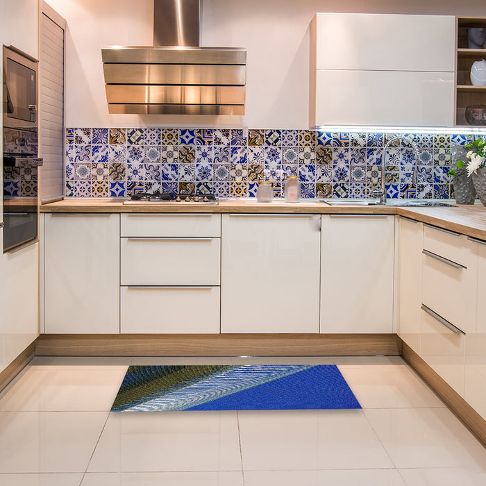 Patterned Koi Blue Novelty Rug in a Kitchen, pat2306