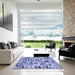 Square Patterned Slate Blue Rug in a Living Room, pat2307blu