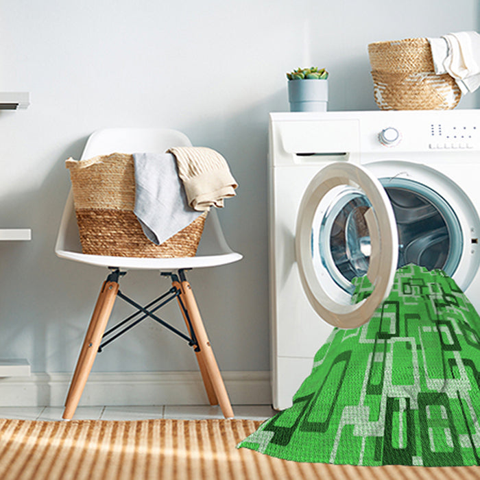 Machine Washable Transitional Neon Green Rug in a Washing Machine, wshpat2307grn