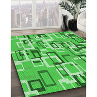 Patterned Neon Green Rug, pat2307grn