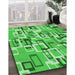 Patterned Neon Green Rug in Family Room, pat2307grn