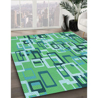 Patterned Lime Mint Green Rug, pat2307lblu