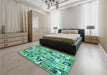 Patterned Lime Mint Green Rug in a Bedroom, pat2307lblu