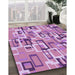 Patterned Orchid Purple Rug in Family Room, pat2307pur