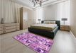 Patterned Orchid Purple Rug in a Bedroom, pat2307pur