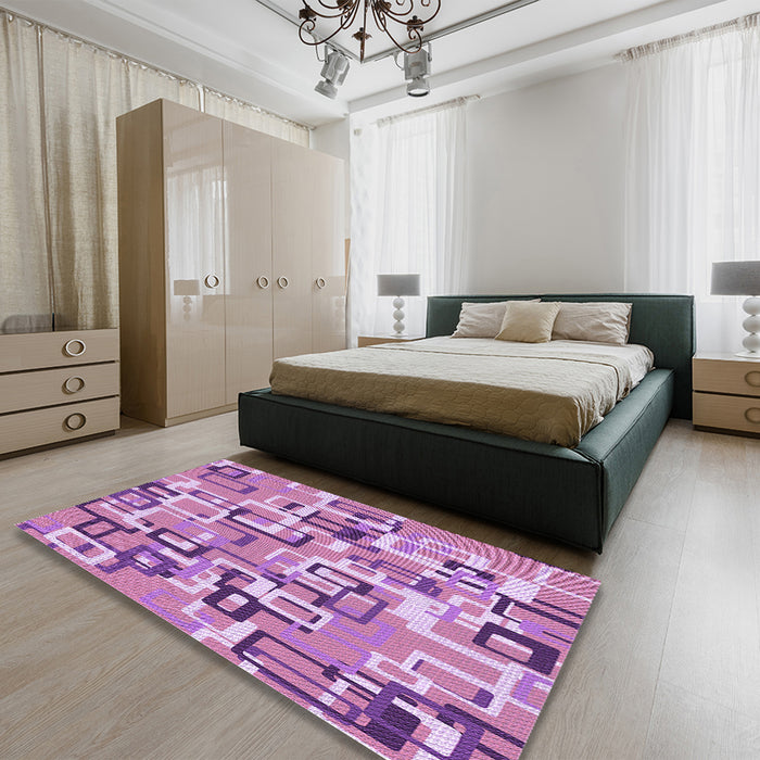 Patterned Orchid Purple Rug in a Bedroom, pat2307pur