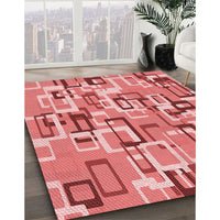 Patterned Light Coral Pink Rug, pat2307rd