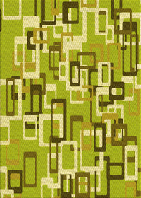 Machine Washable Transitional Dark Yellow Green Rug, wshpat2307yw