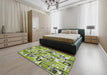 Machine Washable Transitional Green Rug in a Bedroom, wshpat2307