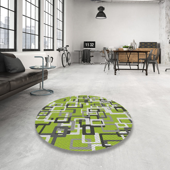Round Patterned Green Novelty Rug in a Office, pat2307