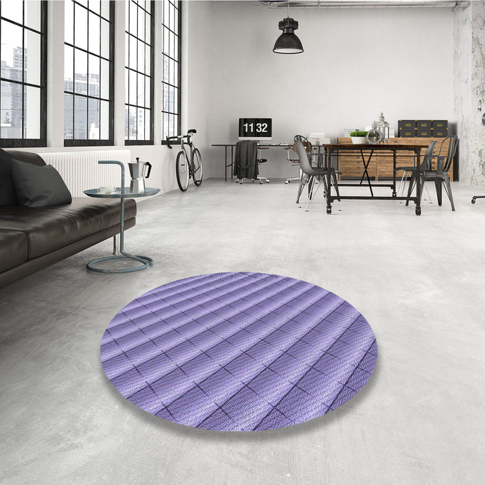 Round Patterned Purple Mimosa Purple Rug in a Office, pat2308blu