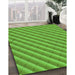 Patterned Dark Lime Green Rug in Family Room, pat2308grn