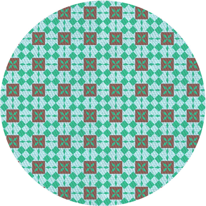 Square Patterned Green Rug, pat2309lblu