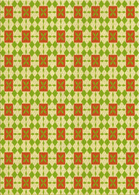 Machine Washable Transitional Green Rug, wshpat2309yw