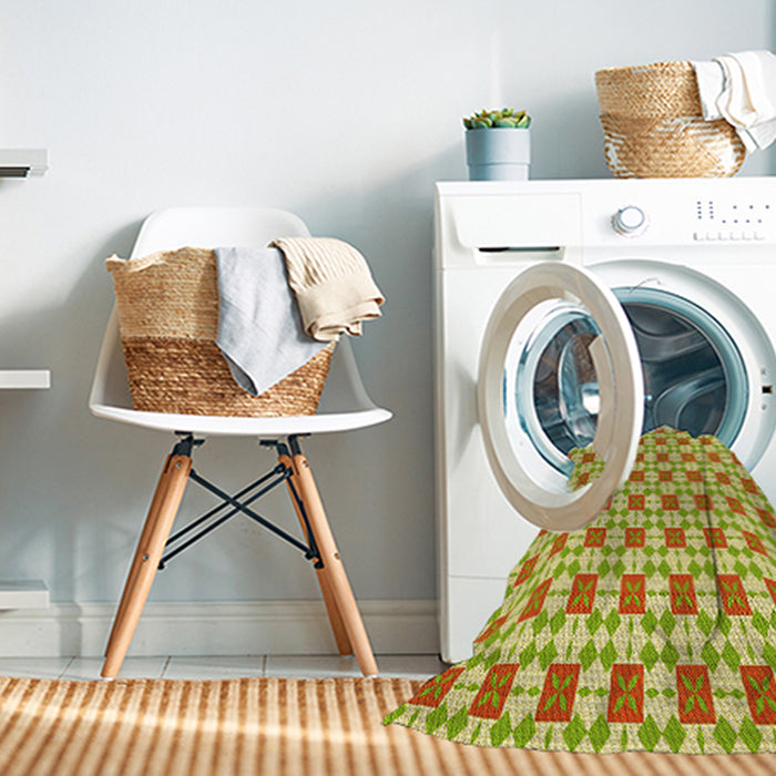 Machine Washable Transitional Green Rug in a Washing Machine, wshpat2309yw