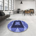 Round Patterned Sky Blue Rug in a Office, pat231blu