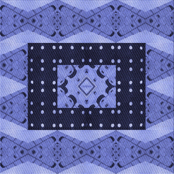 Round Patterned Sky Blue Rug, pat231blu