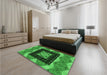 Patterned Deep Emerald Green Rug in a Bedroom, pat231grn