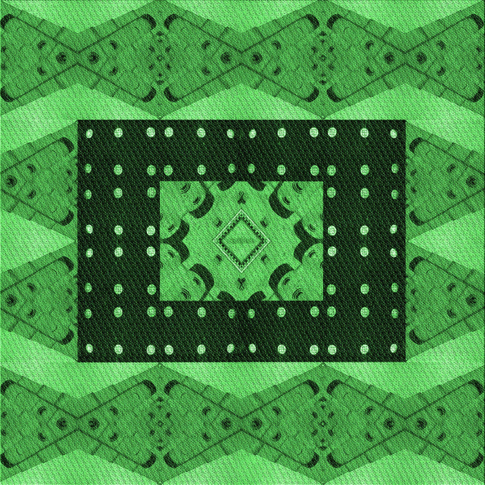 Round Patterned Deep Emerald Green Rug, pat231grn