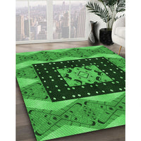 Patterned Deep Emerald Green Rug, pat231grn