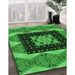 Patterned Deep Emerald Green Rug in Family Room, pat231grn