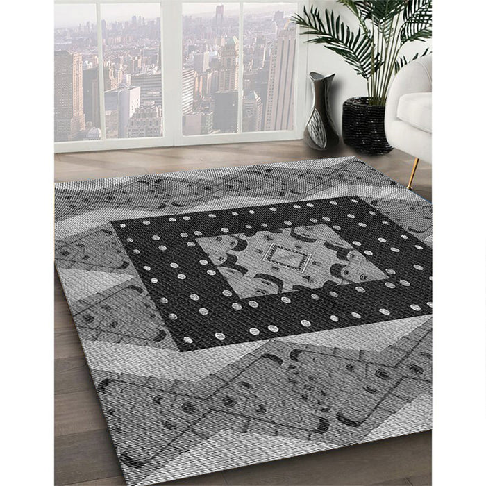 Machine Washable Transitional Dark Gray Rug in a Family Room, wshpat231gry