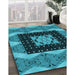 Machine Washable Transitional Bright Turquoise Blue Rug in a Family Room, wshpat231lblu