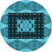 Square Machine Washable Transitional Bright Turquoise Blue Rug in a Living Room, wshpat231lblu