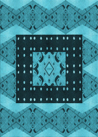 Machine Washable Transitional Bright Turquoise Blue Rug, wshpat231lblu