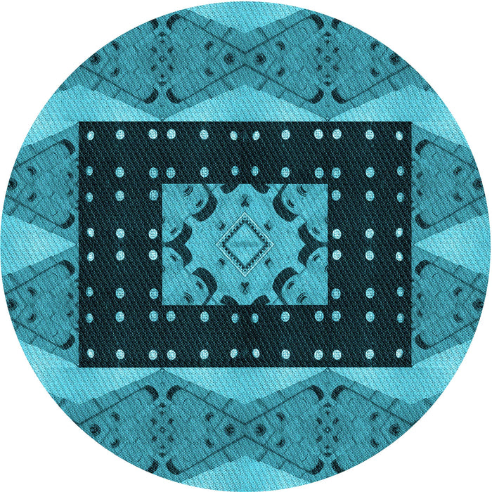 Square Patterned Bright Turquoise Blue Rug, pat231lblu