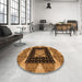 Round Patterned Red Brown Rug in a Office, pat231org