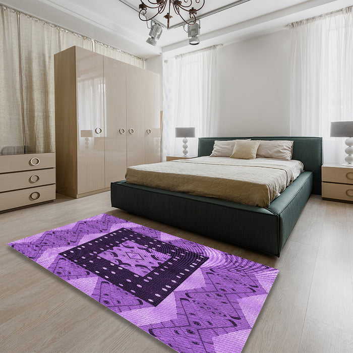 Patterned Purple Rug in a Bedroom, pat231pur
