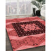 Patterned Red Rug in Family Room, pat231rd