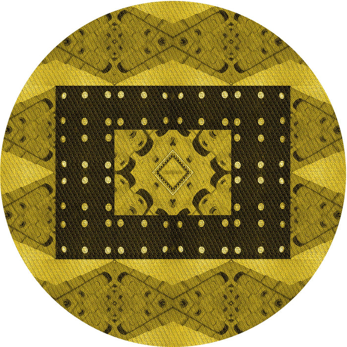 Square Machine Washable Transitional Yellow Rug in a Living Room, wshpat231yw