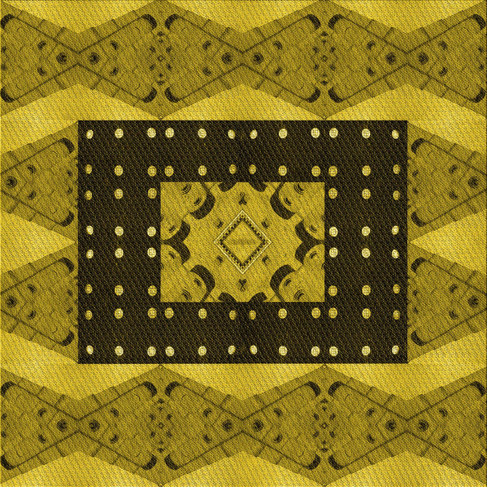 Round Patterned Yellow Rug, pat231yw