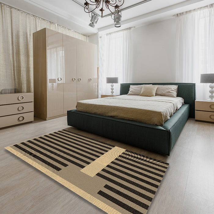 Patterned Peru Brown Rug in a Bedroom, pat2310brn