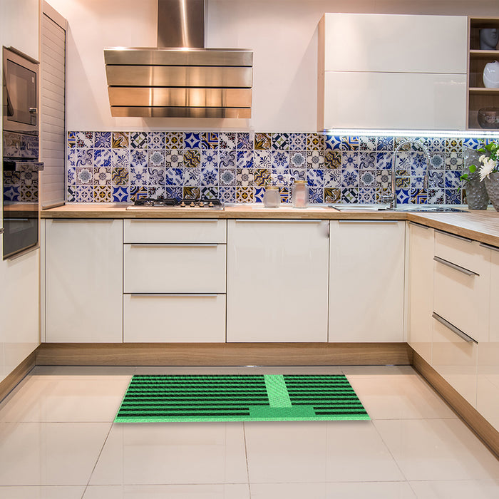 Patterned Deep Emerald Green Rug in a Kitchen, pat2310grn