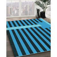 Patterned Deep-Sea Blue Rug, pat2310lblu